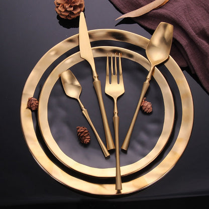 Gold Stainless Steel Cutlery Set with Elegant Finish