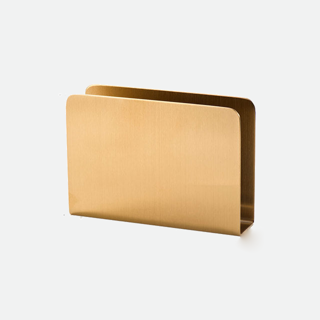 Gold Stainless Steel Napkin Holder with Sculptural Design