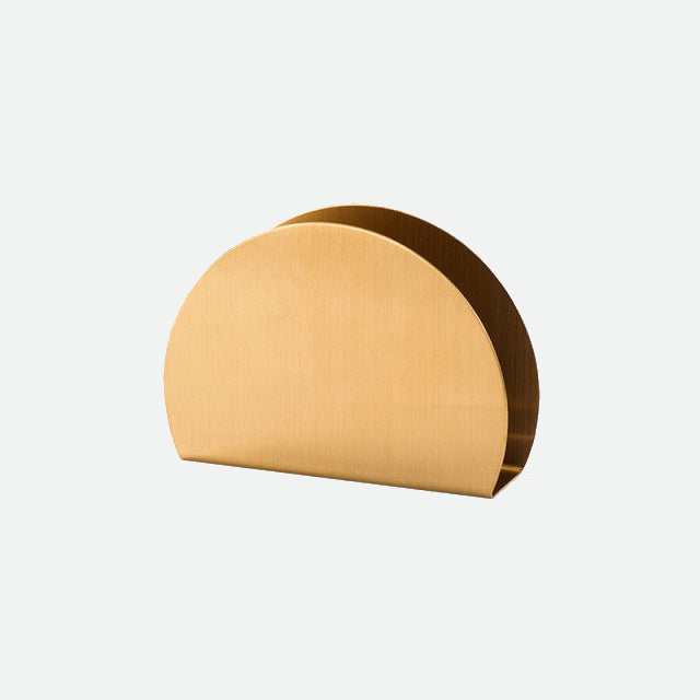 Gold Stainless Steel Napkin Holder with Sculptural Design