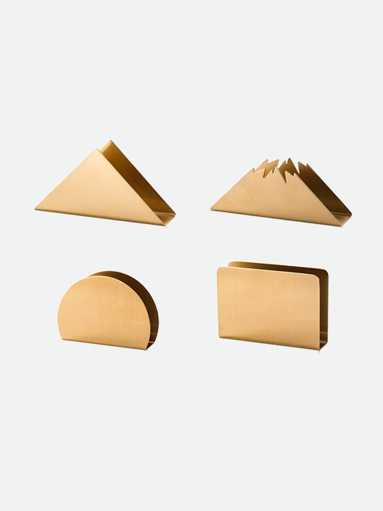 Gold Stainless Steel Napkin Holder with Sculptural Design