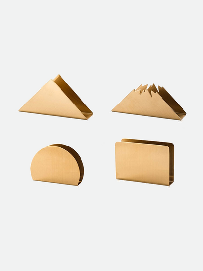 Gold Stainless Steel Napkin Holder with Sculptural Design