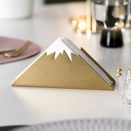 Gold Stainless Steel Napkin Holder with Sculptural Design