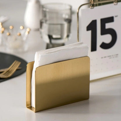 Gold Stainless Steel Napkin Holder with Sculptural Design