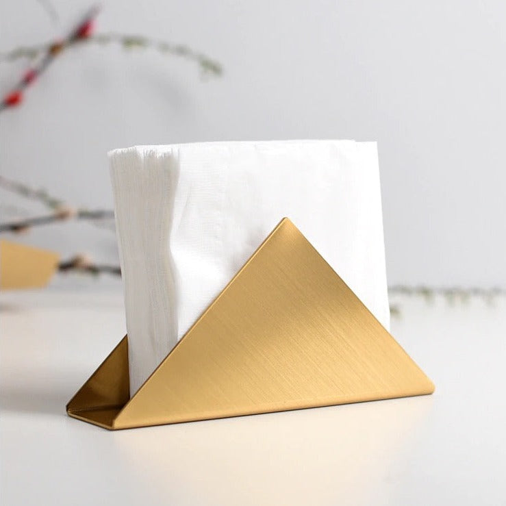 Gold Stainless Steel Napkin Holder with Sculptural Design