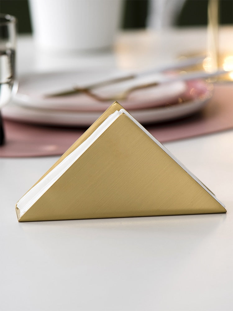 Gold Stainless Steel Napkin Holder with Sculptural Design