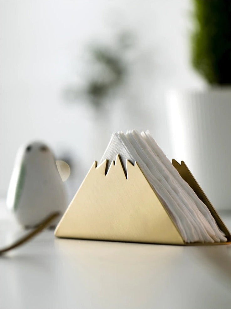 Gold Stainless Steel Napkin Holder with Sculptural Design