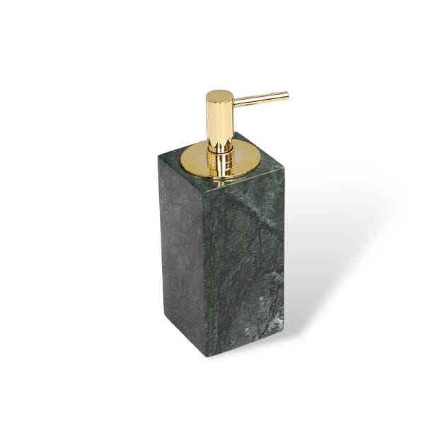 Green Marble Bathroom Set with Gold Soap Dispenser, Tumbler and Tray