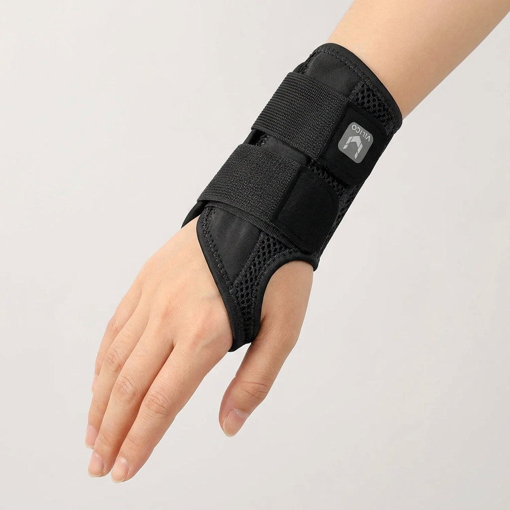 Half Finger Wrist Support with Removable Splint and Adjustable Straps