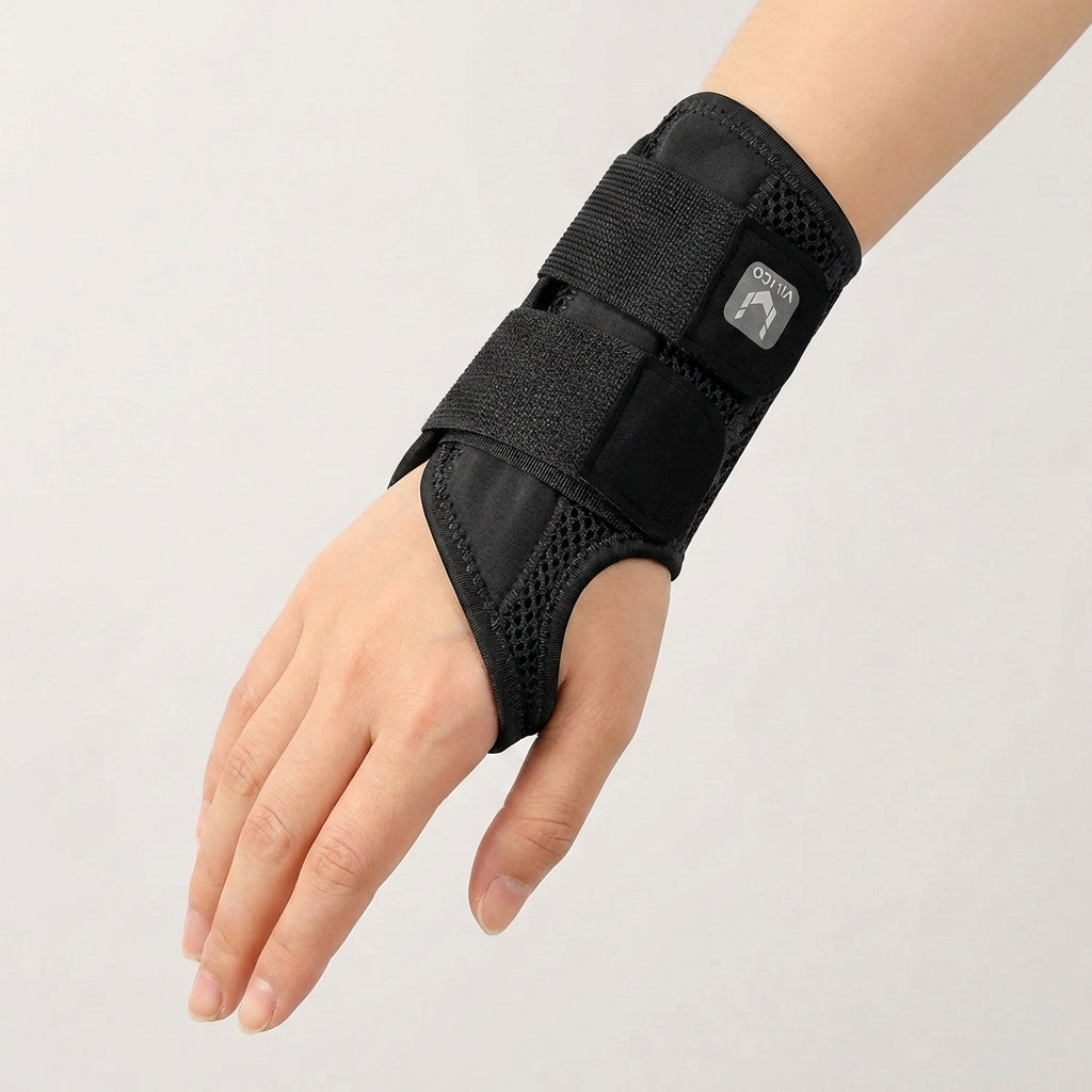 Half Finger Wrist Support with Removable Splint and Adjustable Straps