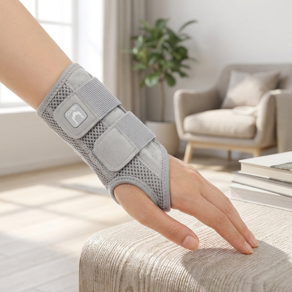 Half Finger Wrist Support with Removable Splint and Adjustable Straps