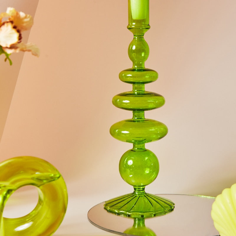 Hand-Blown Borosilicate Glass Candle Holder with Organic Sculptural Shapes