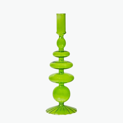 Hand-Blown Borosilicate Glass Candle Holder with Organic Sculptural Shapes