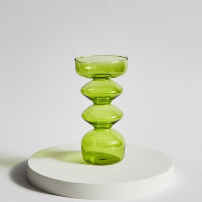 Hand-Blown Borosilicate Glass Candle Holder with Organic Sculptural Shapes