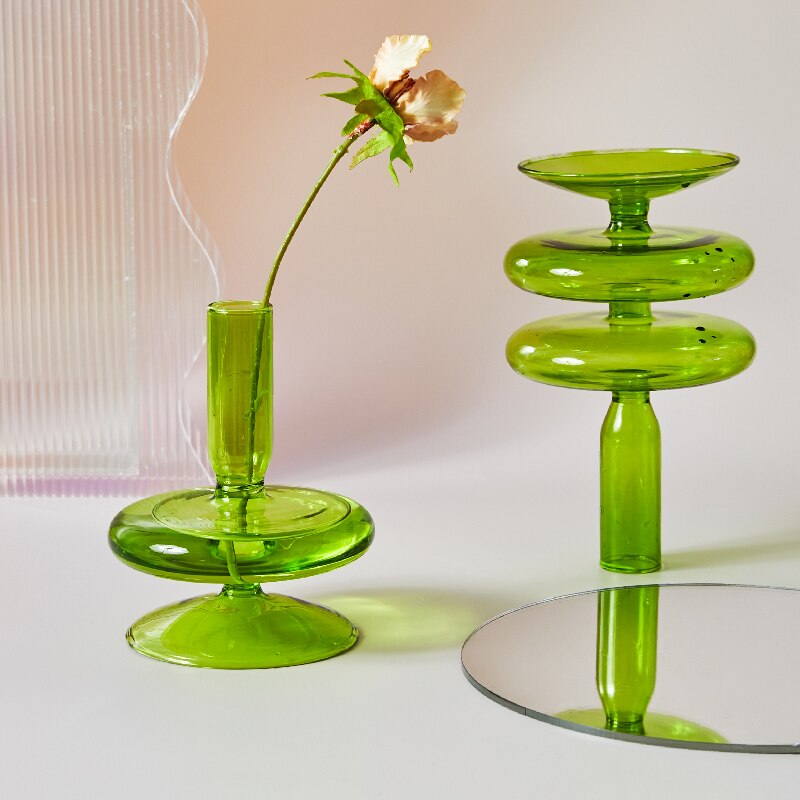 Hand-Blown Borosilicate Glass Candle Holder with Organic Sculptural Shapes