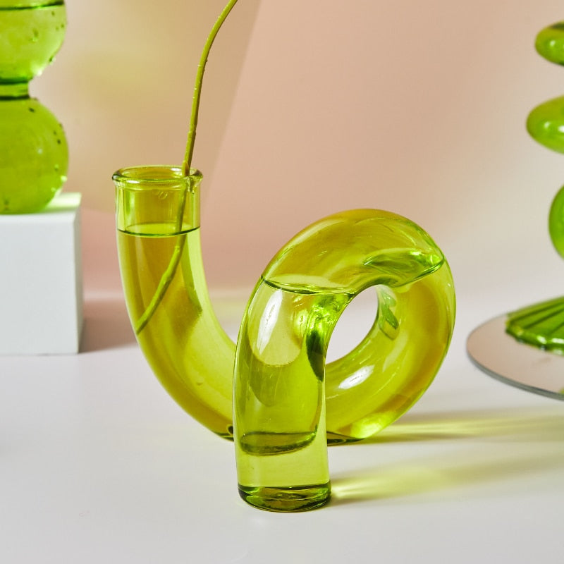 Hand-Blown Borosilicate Glass Candle Holder with Organic Sculptural Shapes
