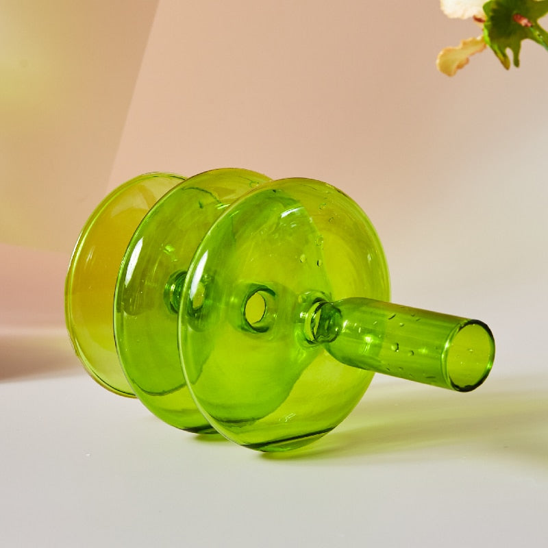 Hand-Blown Borosilicate Glass Candle Holder with Organic Sculptural Shapes