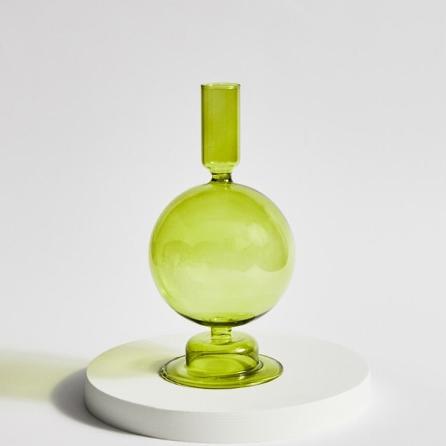 Hand-Blown Borosilicate Glass Candle Holder with Organic Sculptural Shapes