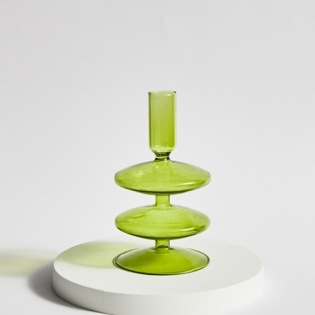Hand-Blown Borosilicate Glass Candle Holder with Organic Sculptural Shapes