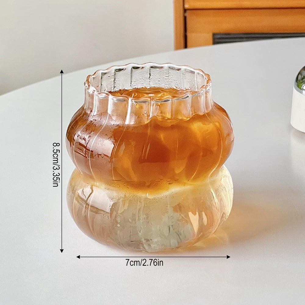 Hand-Blown Borosilicate Glass Set with Bubble Pattern for Hot and Cold Drinks