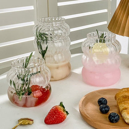 Hand-Blown Borosilicate Glass Set with Bubble Pattern for Hot and Cold Drinks