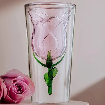 Hand-Blown Glass Drinking Glass with Pink Tint for Elegant Table Settings