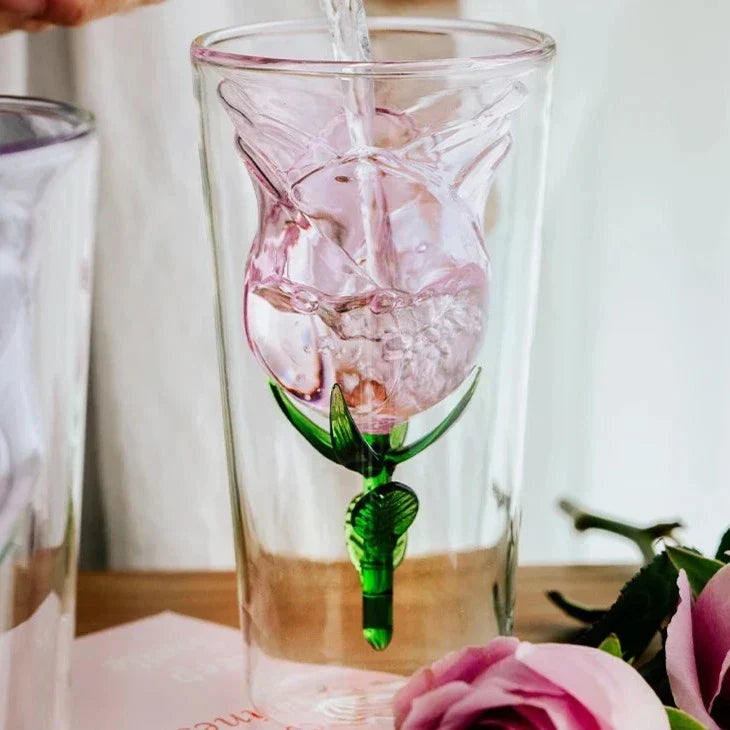 Hand-Blown Glass Drinking Glass with Pink Tint for Elegant Table Settings