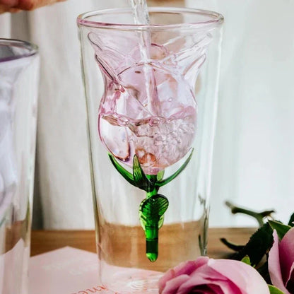 Hand-Blown Glass Drinking Glass with Pink Tint for Elegant Table Settings