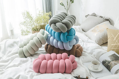 Hand-Knotted Decorative Knot Cushion with Acrylic Knit and Polyester Filling
