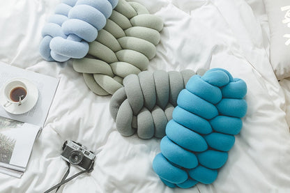 Hand-Knotted Decorative Knot Cushion with Acrylic Knit and Polyester Filling