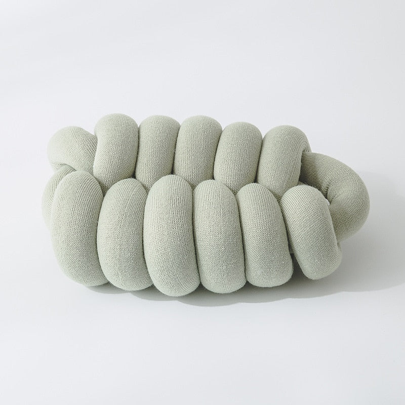 Hand-Knotted Decorative Knot Cushion with Acrylic Knit and Polyester Filling