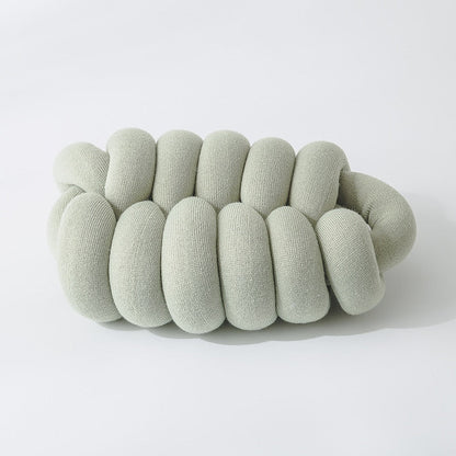 Hand-Knotted Decorative Knot Cushion with Acrylic Knit and Polyester Filling
