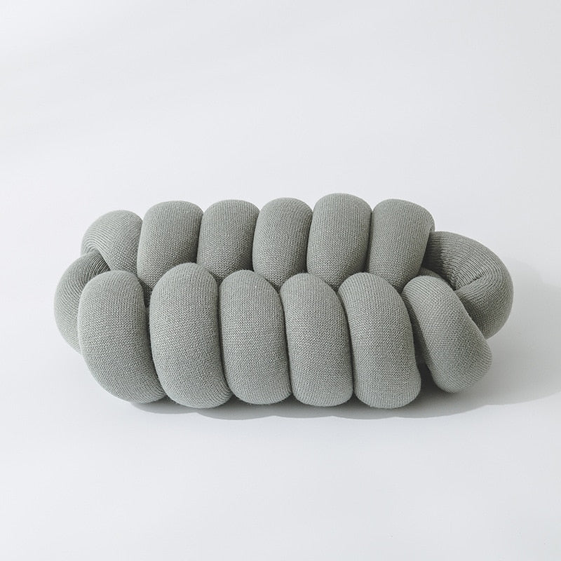Hand-Knotted Decorative Knot Cushion with Acrylic Knit and Polyester Filling