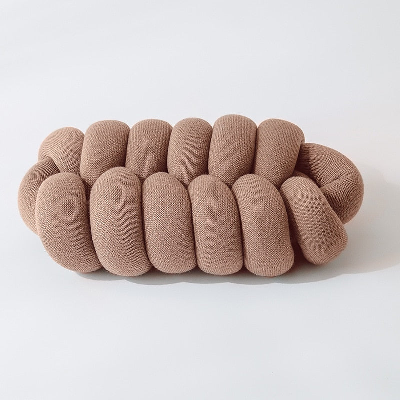 Hand-Knotted Decorative Knot Cushion with Acrylic Knit and Polyester Filling