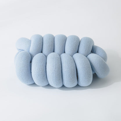 Hand-Knotted Decorative Knot Cushion with Acrylic Knit and Polyester Filling