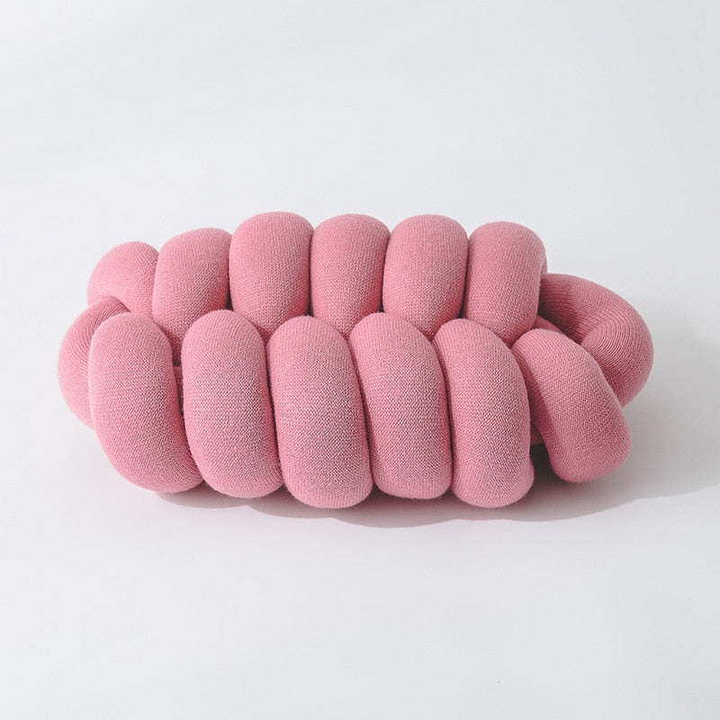 Hand-Knotted Decorative Knot Cushion with Acrylic Knit and Polyester Filling