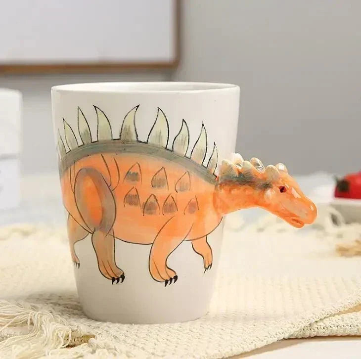 Hand-Painted Ceramic Dinosaur Mug with 3D Design for Coffee and Tea