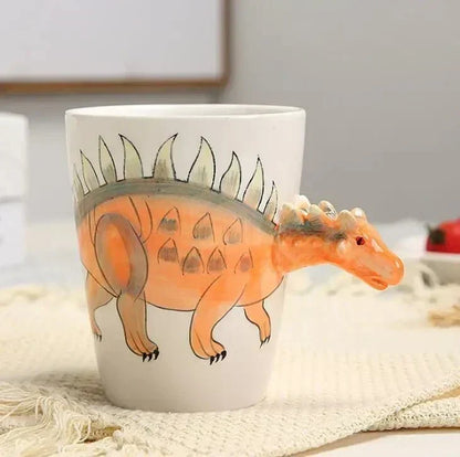 Hand-Painted Ceramic Dinosaur Mug with 3D Design for Coffee and Tea