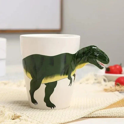 Hand-Painted Ceramic Dinosaur Mug with 3D Design for Coffee and Tea