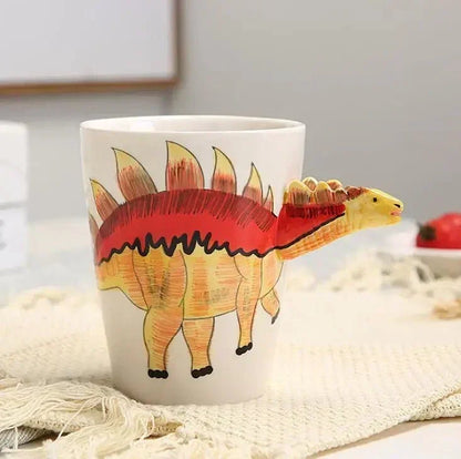 Hand-Painted Ceramic Dinosaur Mug with 3D Design for Coffee and Tea