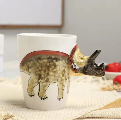 Hand-Painted Ceramic Dinosaur Mug with 3D Design for Coffee and Tea
