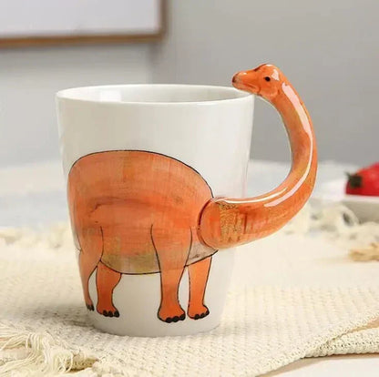 Hand-Painted Ceramic Dinosaur Mug with 3D Design for Coffee and Tea