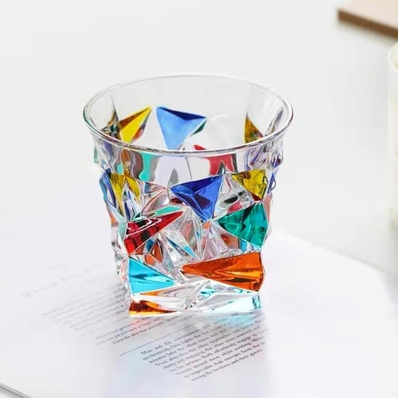 Hand Painted Crystal Glasses with Colourful Artistic Design