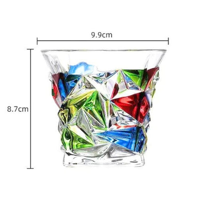 Hand Painted Crystal Glasses with Colourful Artistic Design