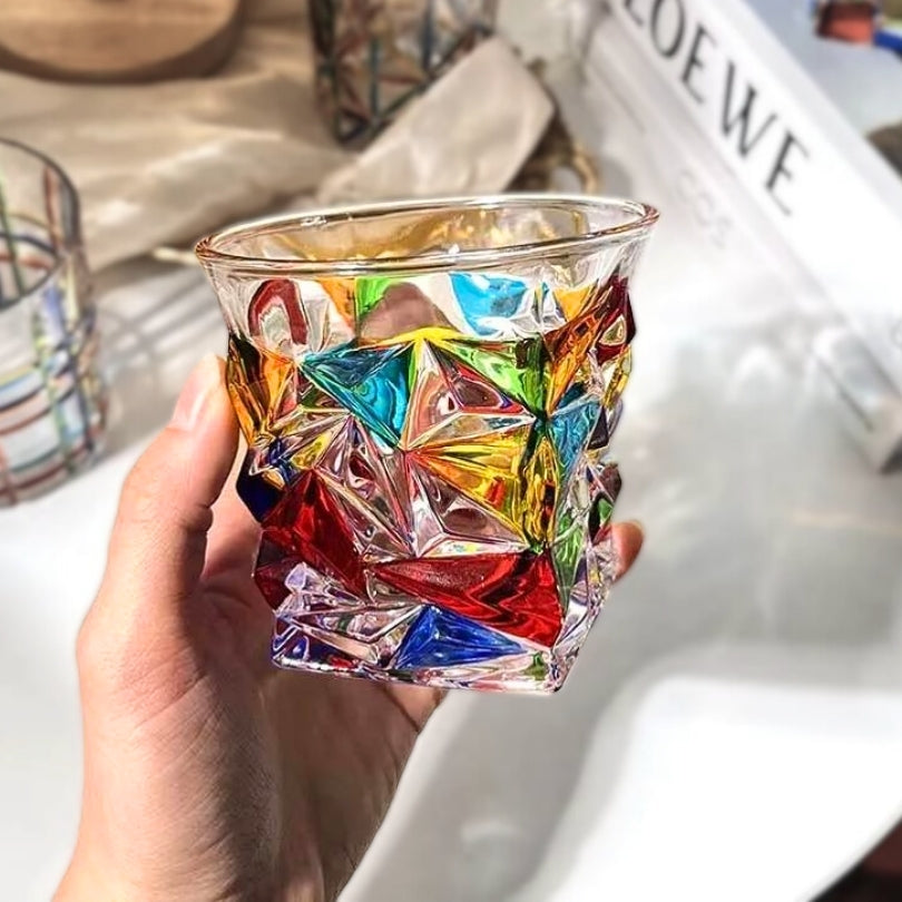 Hand Painted Crystal Glasses with Colourful Artistic Design
