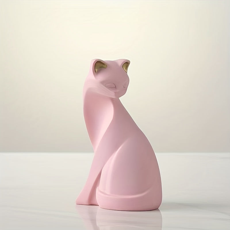 Handcrafted Decorative Cat Figurine with Scandinavian Style