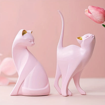 Handcrafted Decorative Cat Figurine with Scandinavian Style
