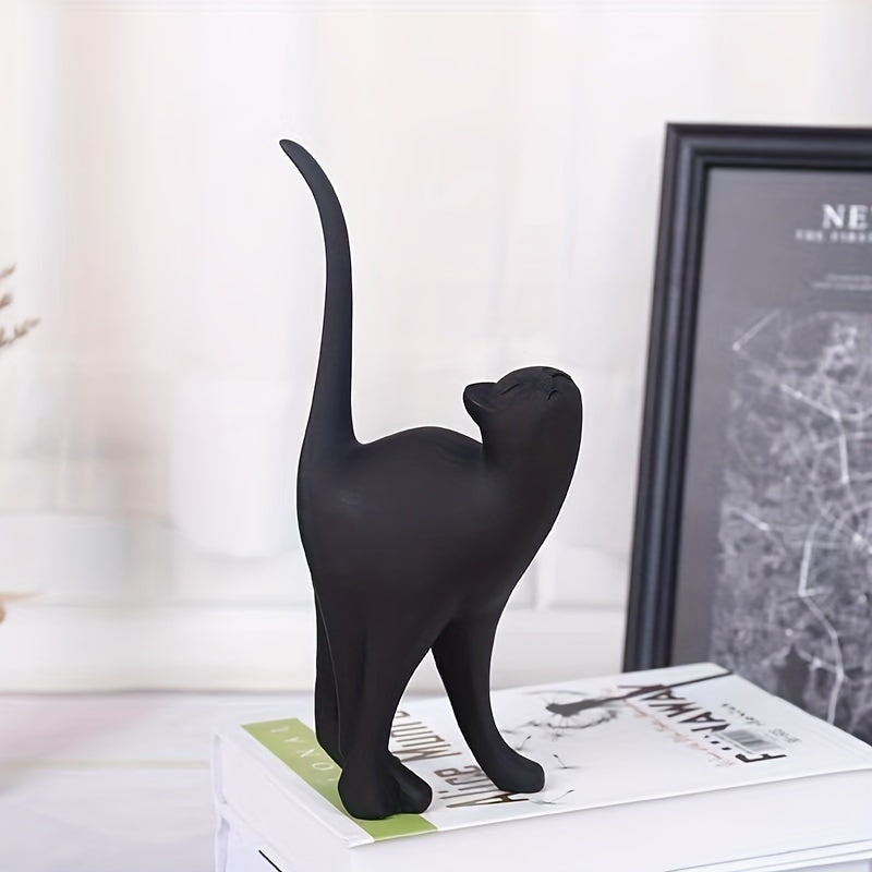 Handcrafted Decorative Cat Figurine with Scandinavian Style