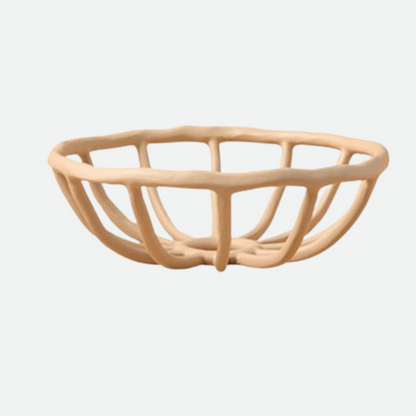 Handcrafted Resin Fruit Basket with Natural Woven Design