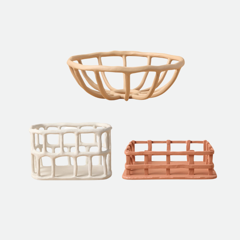 Handcrafted Resin Fruit Basket with Natural Woven Design