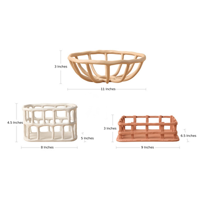 Handcrafted Resin Fruit Basket with Natural Woven Design